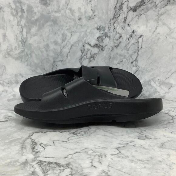 NWT Oofos Unisex M9 W11 Black Ooahh Sport Slide Recovery Sandals Comfort L4-8 - Picture 4 of 9